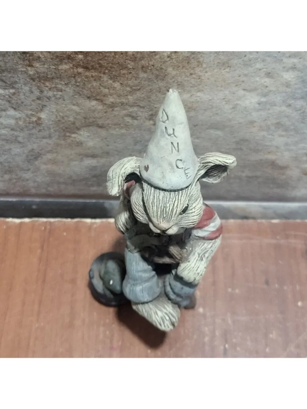 Sarahs Attic Folk Art Rabbit Figurine Conical Dunce Cap
